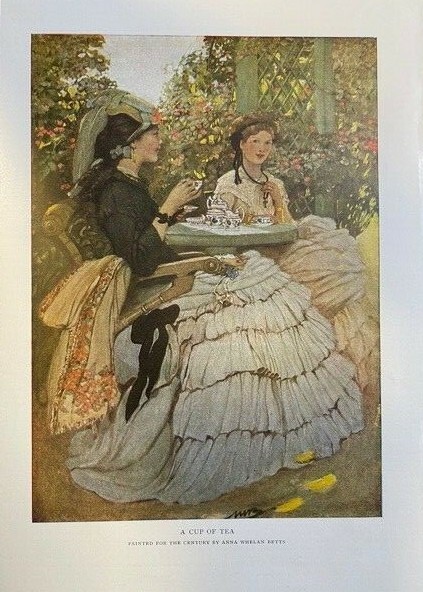1910 Vintage Magazine Illustration A Cup of Tea by Anna Whelan Betts