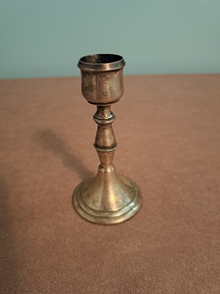 Vintage Brass Candlestick Holder Single 4 Inch Patina