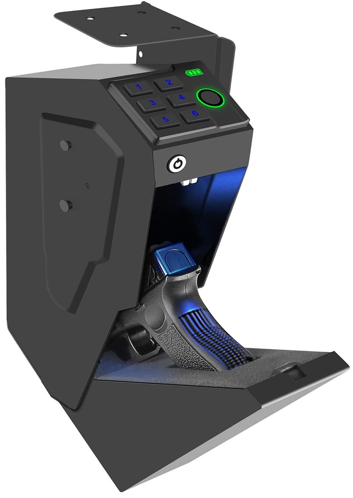 Biometric Mounted Handgun Gun Safe for Nightstand, Desk, Bed Side, Wall,Truck...