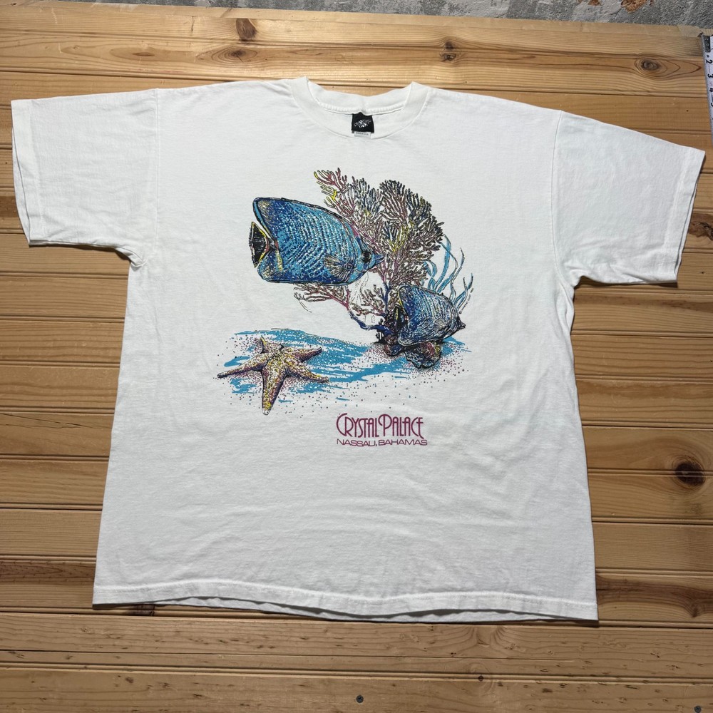 Vintage 1993 Crystal Palace Nassau Bahamas Beach Tropical Souvenir Shirt USA XL
