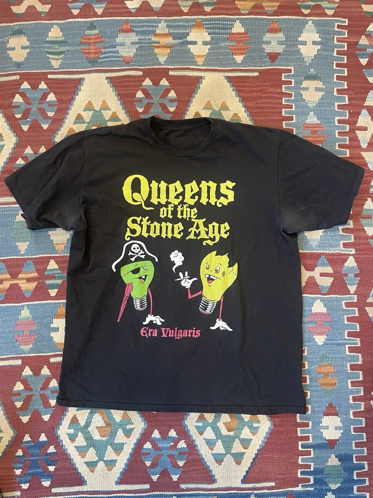 Queens of the Stone Age Era Vulgaris Graphic Black Men's Jersey T Shirt Size L