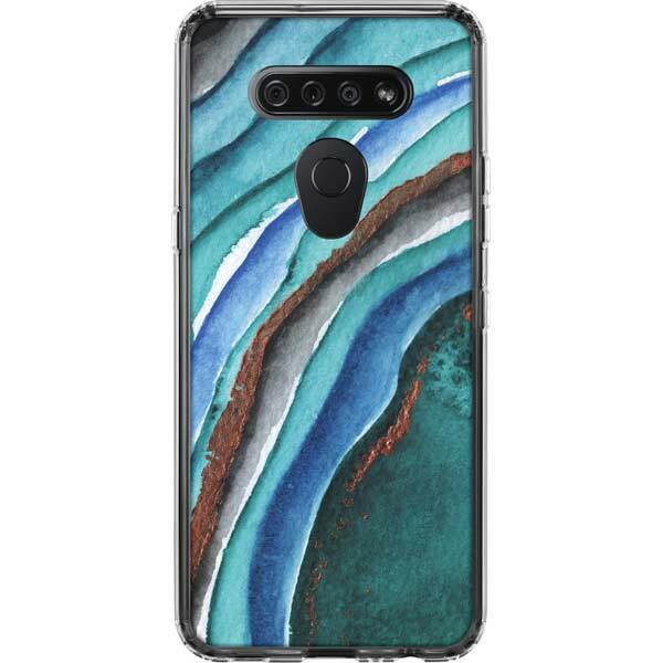 Geode LG K51/Q51 Clear Case - Turquoise Watercolor Geode