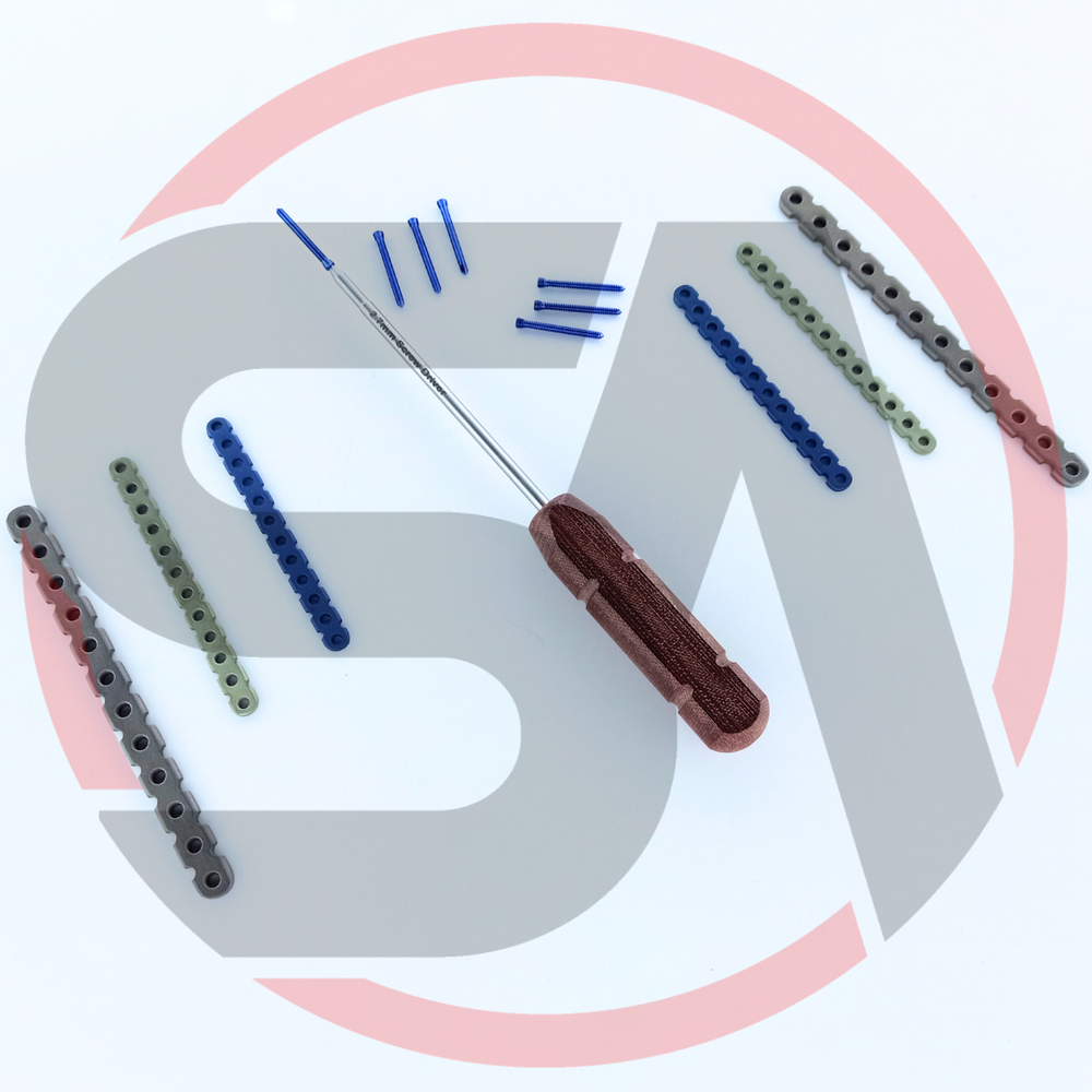 2.4-2.7-3.5mm Reconstruction Locking Plates 12 Holes With Screws 66 Pcs Set Ti