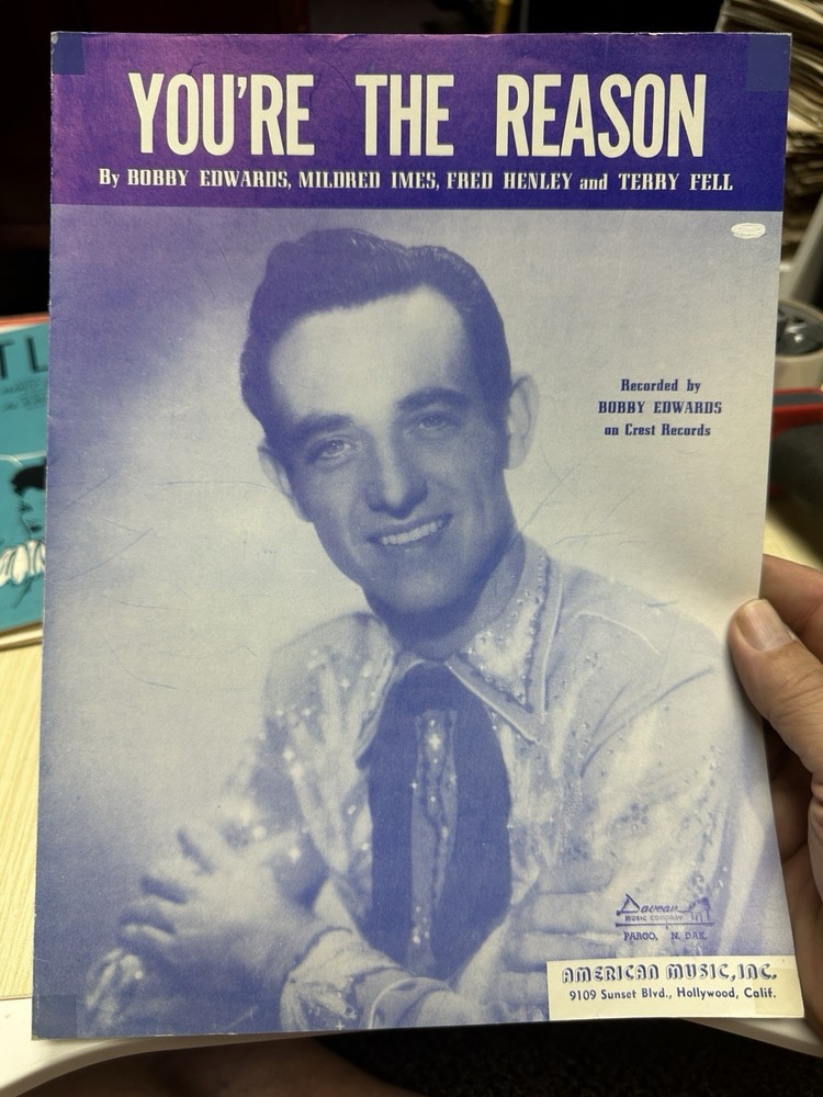1960 Bobby Edwards Country Teen Sheet Music Youre The Reason VG+ Condition