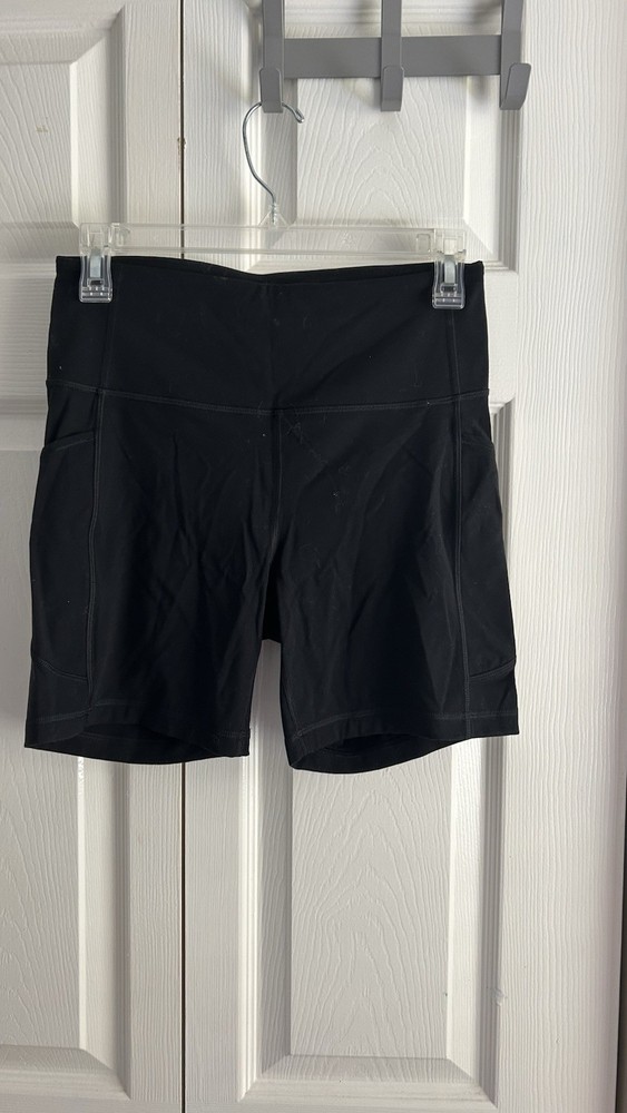 CRZ YOGA Brushed NakedFeel Pocket Biker Shorts Pockets Stretch Black M
