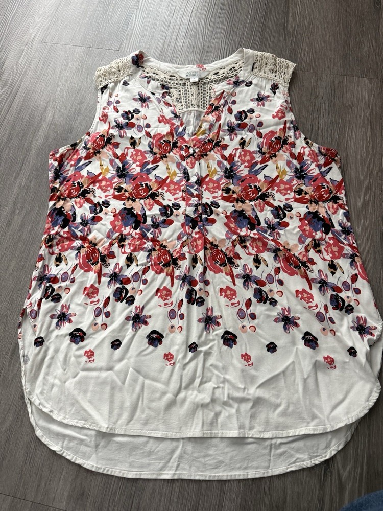 Market And Spruce Women’s Top Size Xl Floral Sleeveless Blouse