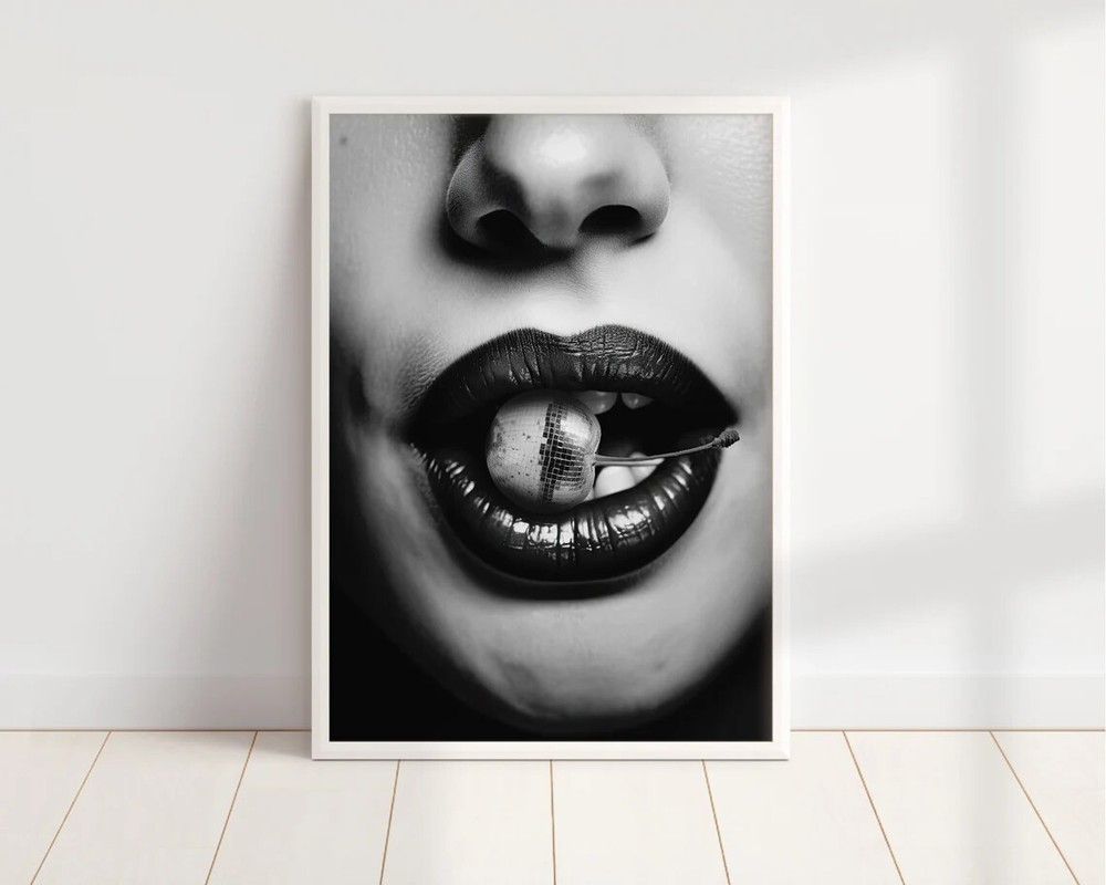 B&W Disco Cherry Wall Art Poster Premium Quality Choose your Size