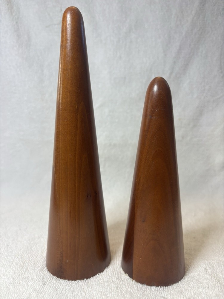 Tapered Multi-Grain Wooden Salt and Pepper Shakers Mid Century Modern