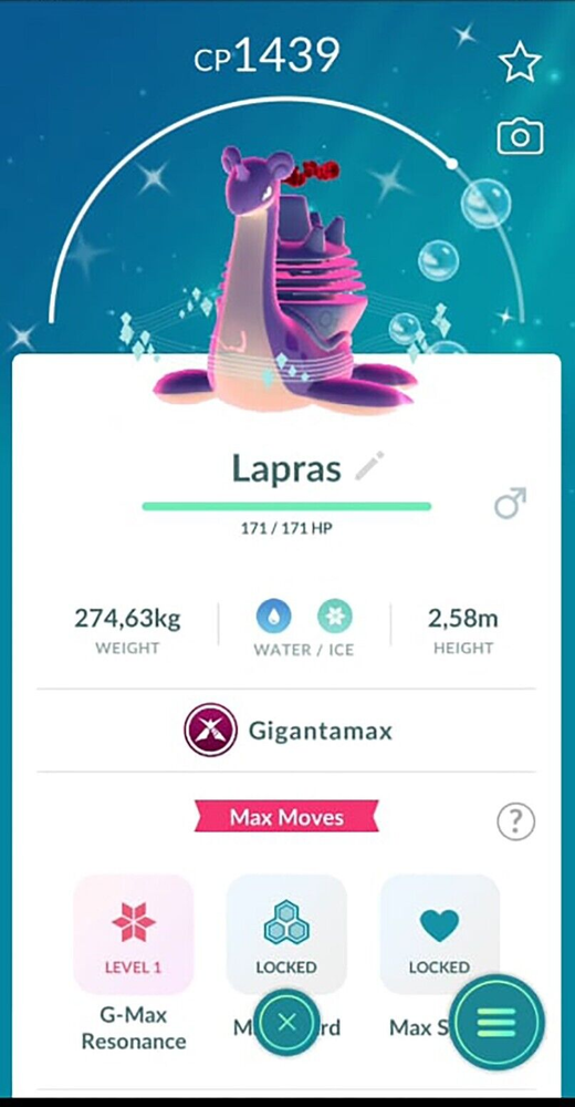Pokémon Shiny Lapras  Gigamax - P T C - Read Descripttion