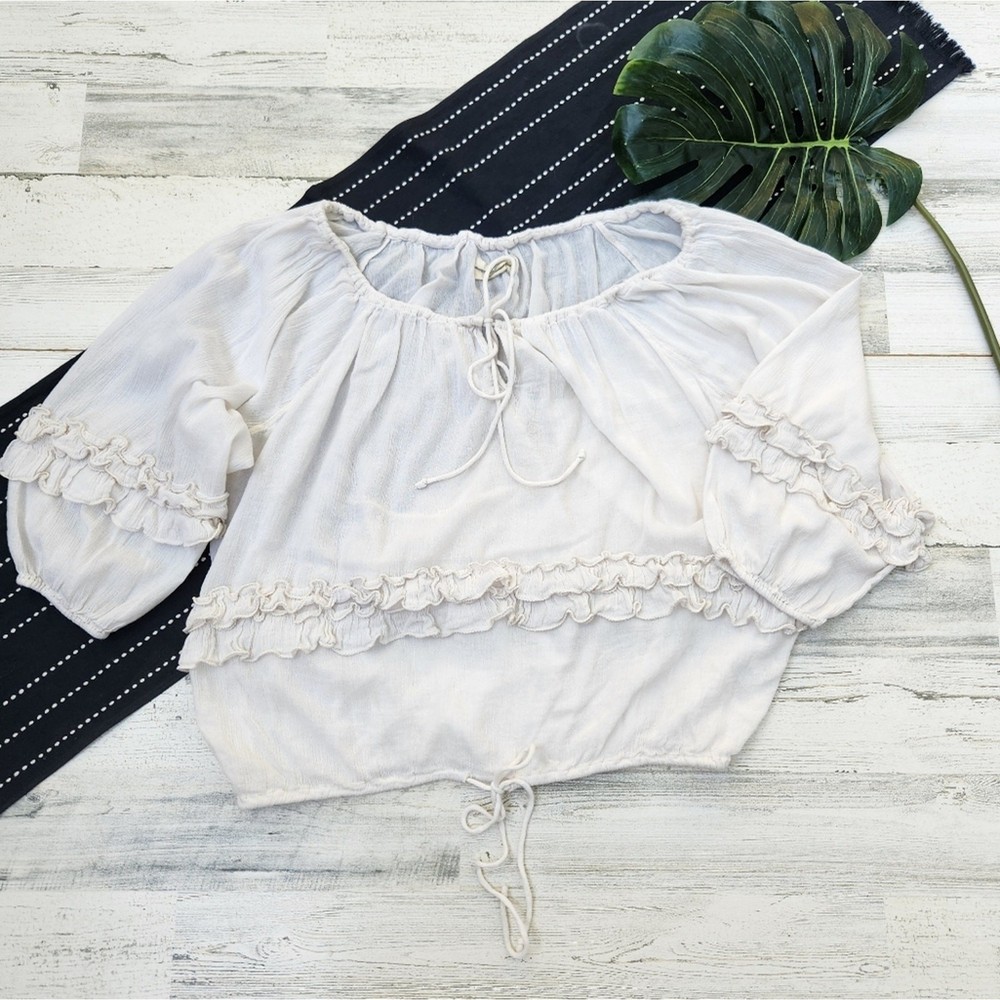 Denim & Supply Ralph Lauren Peasant Boho Blouse Cream Size Medium