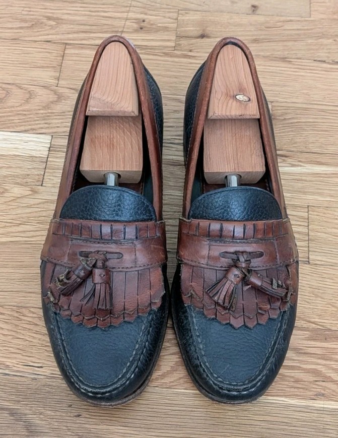 HS Trask Leather Slip On Tassel Loafers Dress Shoes Handsewn USA Made Size 11 M