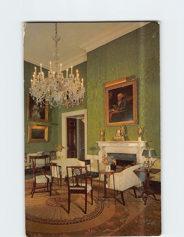 Postcard Green Room White House Washington DC USA