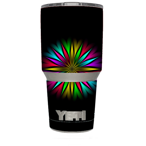Skin Decal for Yeti 30 oz Tumbler Cup (6-piece kit) / Neon Flower Trippy Shape