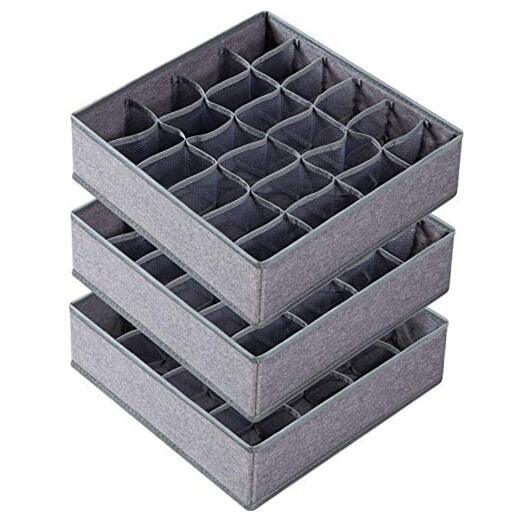 3 Pack Sock Underwear Organizer Dividers, 64 Cell A- 3 Pack & 64 Cells A-Grey