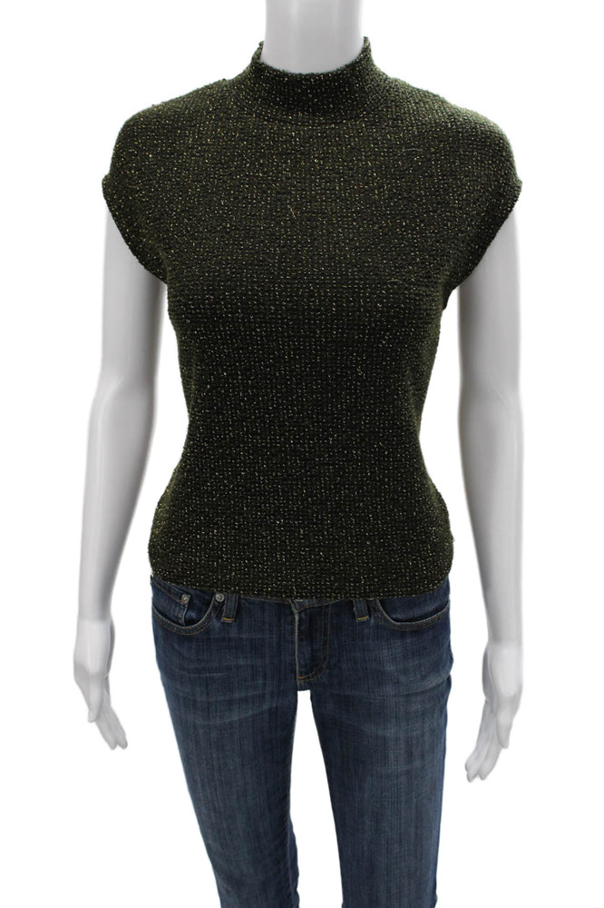 Zara Women Basic Green Mock Neck Sleeveless Polyester Blend Zip Blouse Size SFree Shipping in US $100+ Orders | $6.95 Orders Below