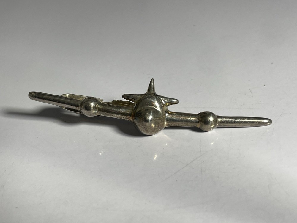 Vintage  Tie Clip Airplane Aircraft 925 Sterling Silver ZINA