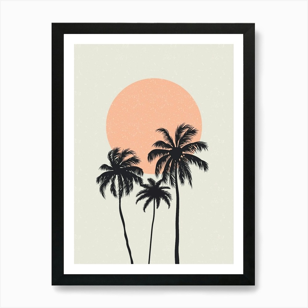 Minimalist Palm Tree Art Framed Canvas Wall Decor Poster
