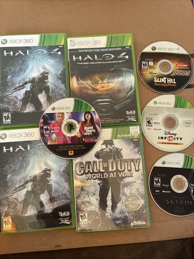 XBOX 360 GAME LOT* 8 GAMES** Call Of Duty World At War, Halo 4, Silent Hill, GTA