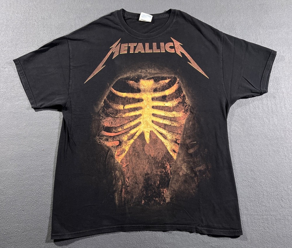 VTG Metallica Double Sided Rib Cage Spine Bones T-Shirt Men's Large Black *READ