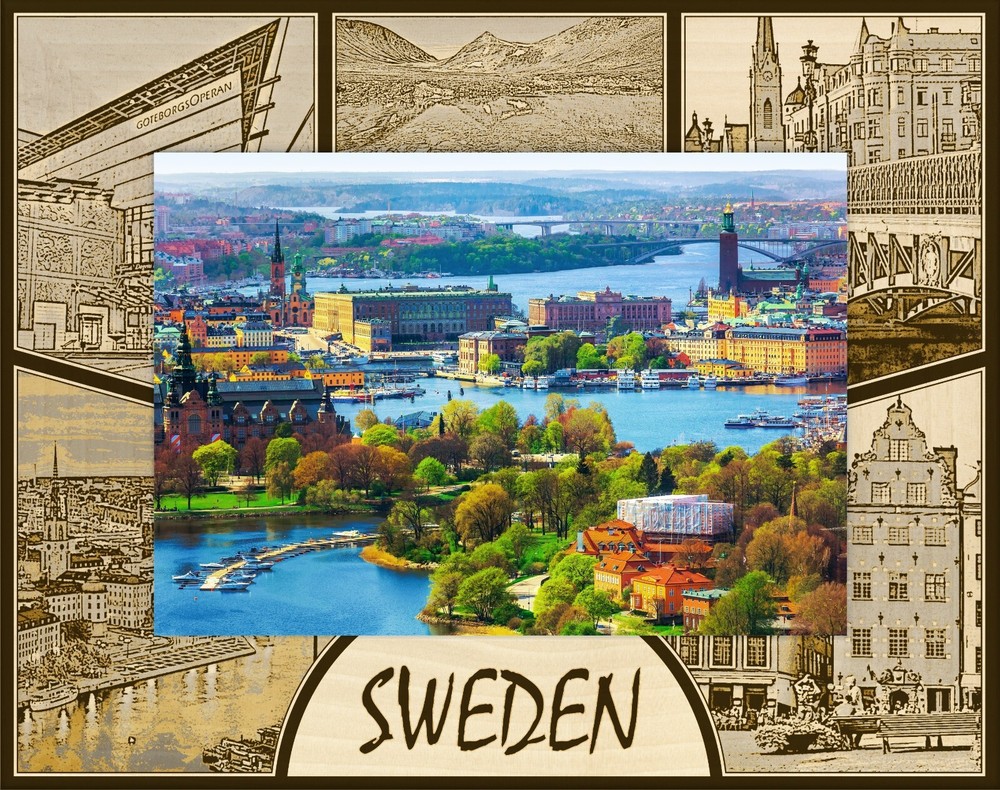 Sweden Laser Engraved Wood Picture Frame Landscape (4 x 6)