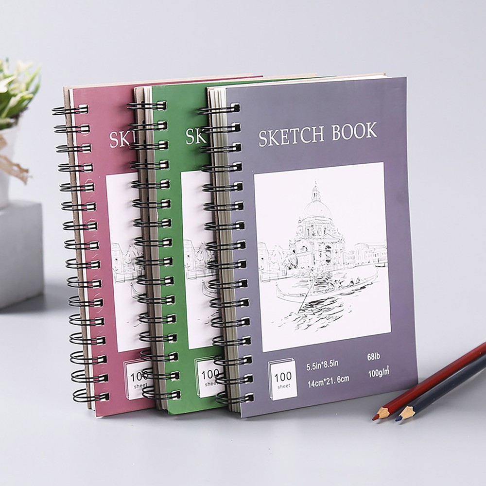 Acid-free Paper Sketchbook Portable Premium A4 Hardcover Sketch Book with Spiral-image