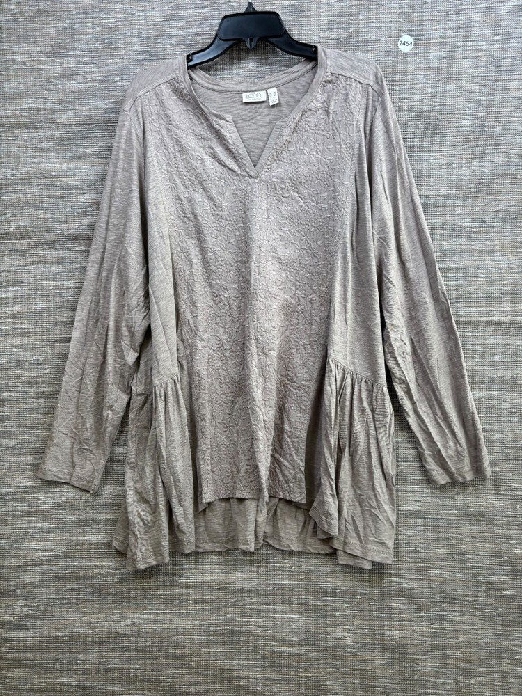 Logo by Lori Goldstein Shirt Womens Sz 2X Tan Long Sleeve NEW