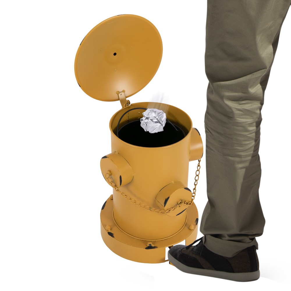Retro Yellow Step-On Waste Bin 11.8x15.35 In for Indoor Outdoor Use