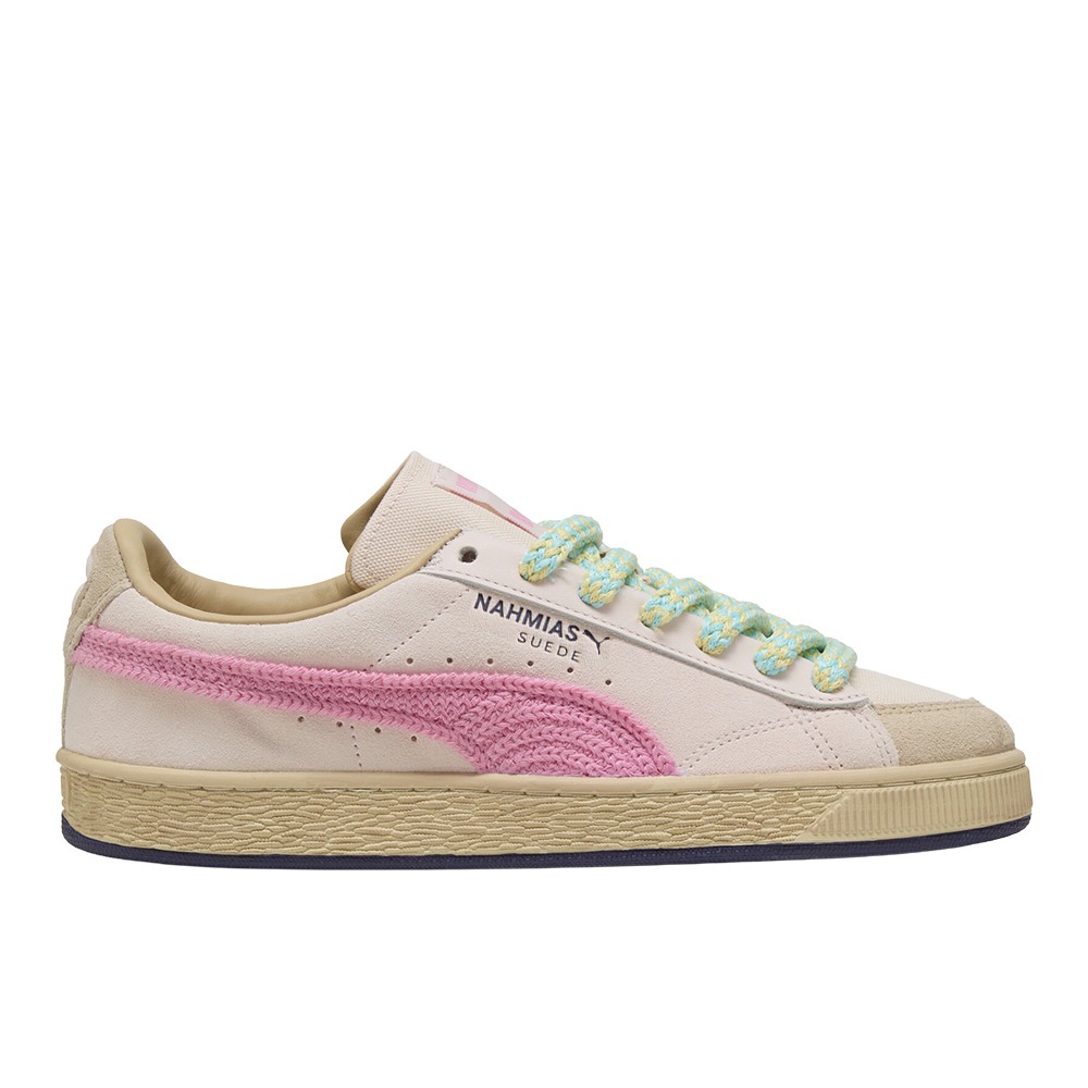 PUMA Nahmias Suede Crochet Lace Up  Mens Pink Sneakers Casual Shoes 40702701