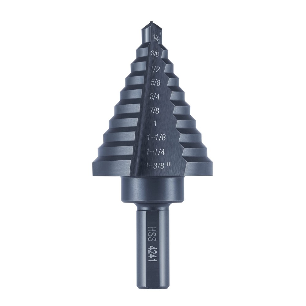 10 Sizes Step Drill Bit For Metal Sheet, 1/4 To 1-3/8 Inches High Speed Steel Up