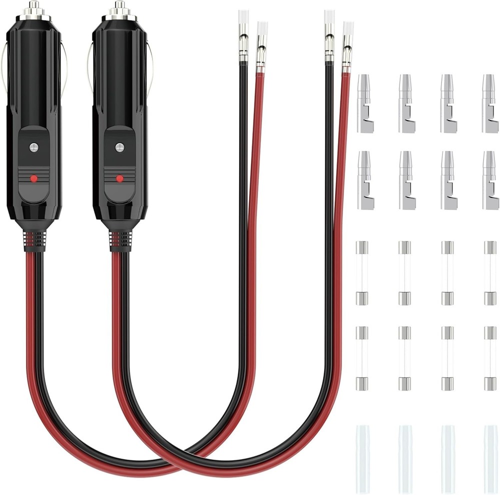 2 PCS 12V Cigarette Lighter Plug with 16 AWG Wire, Automotive Replacement Cigare