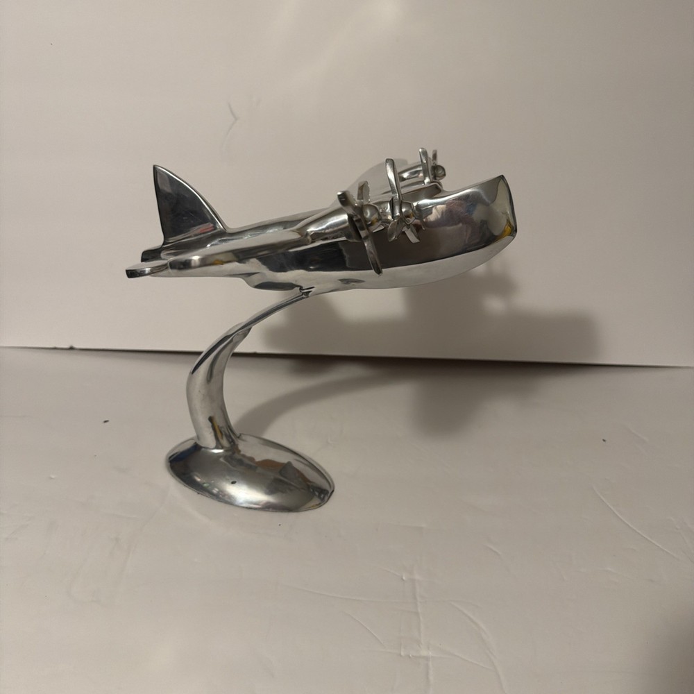 Vintage B17 Bomber Airplane Aircraft Stand Model Aluminum Chrome WWII Boeing