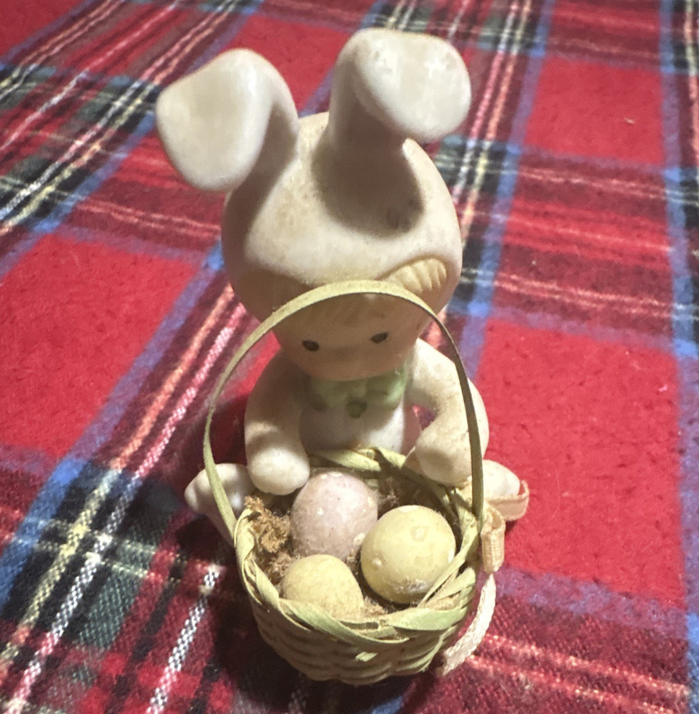 Easter Bunny Rabbit Figurine Ceramic Porcelain Matte Small Multicolor 3D