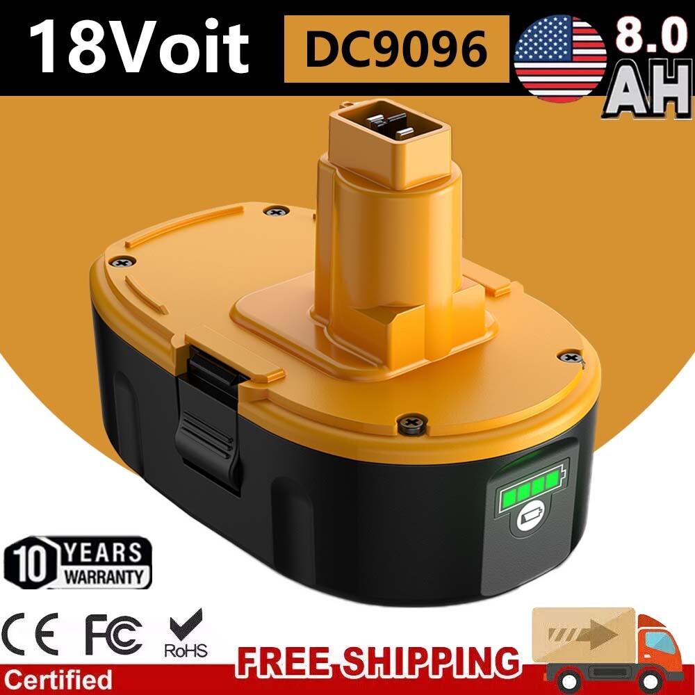 2/1PACK 18V For Dewalt 8.0AH 18 VOLT XRP NiMh Battery DC9099 DC9096 DC9098 NEW