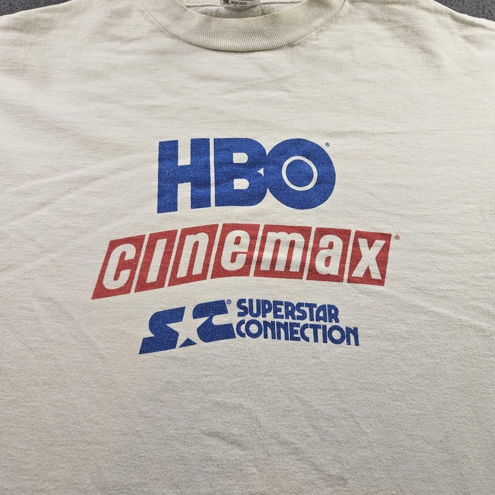 VINTAGE HBO Cinemax Shirt Mens XL Long Sleeve Made USA Superstar Connection 90s
