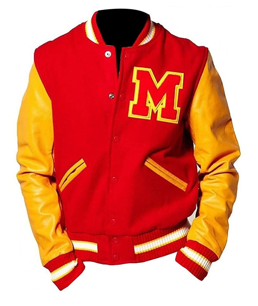 MJ Thriller Michael Jackson Red M Logo Wool Varsity Letterman Jacket Fast Ship