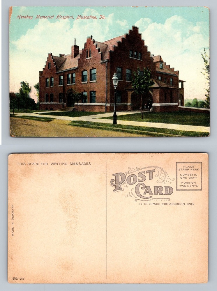 Hershey, IA-Iowa, Memorial Hospital Red Brick Card Scene Vintage Postcard