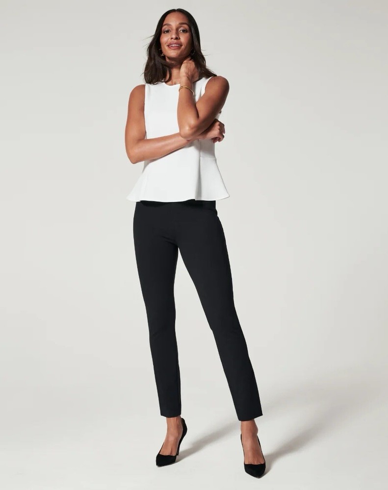 SPANX The Perfect Pant Ankle Back Seam Skinny Black Pants Size Small Retail $148