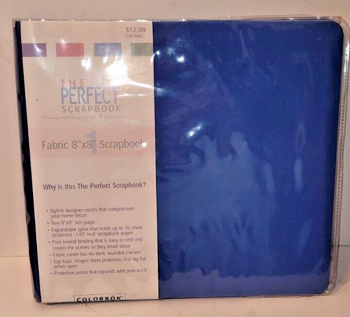 Colorbok 8x8The Perfect Scrapbook Acid Free Post Bound Blue Cloth NEW-image