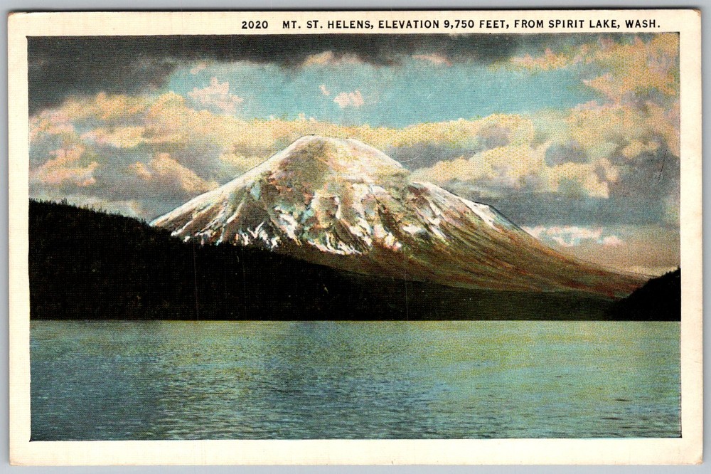 Vtg Postcard MT St Helens Panorama Spirit Lake, WA 1930s