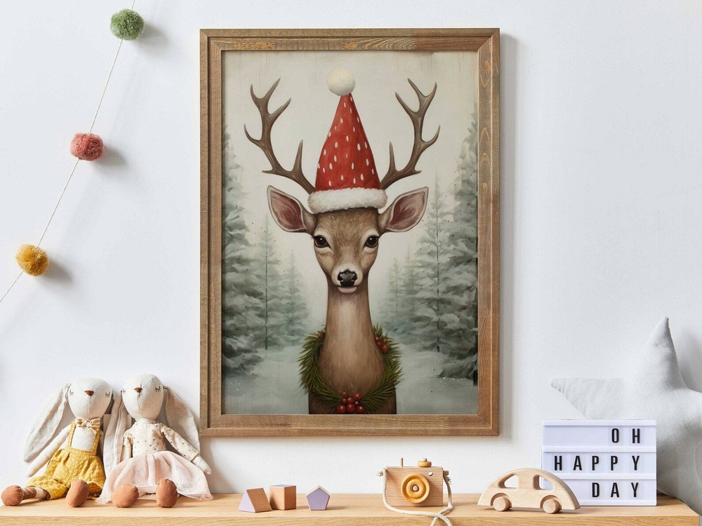 Deer Nursery Decor Deer Christmas Print For Kids Room Christmas Animal Art