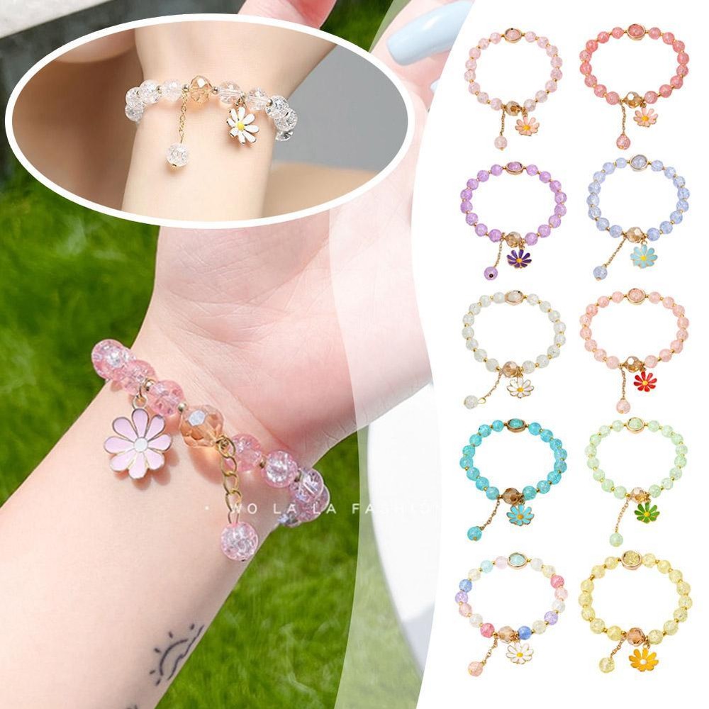 Korean Crystal Bracelet Daisy Bracelet Beads Cute Girly F6D1 Accessories S5P3