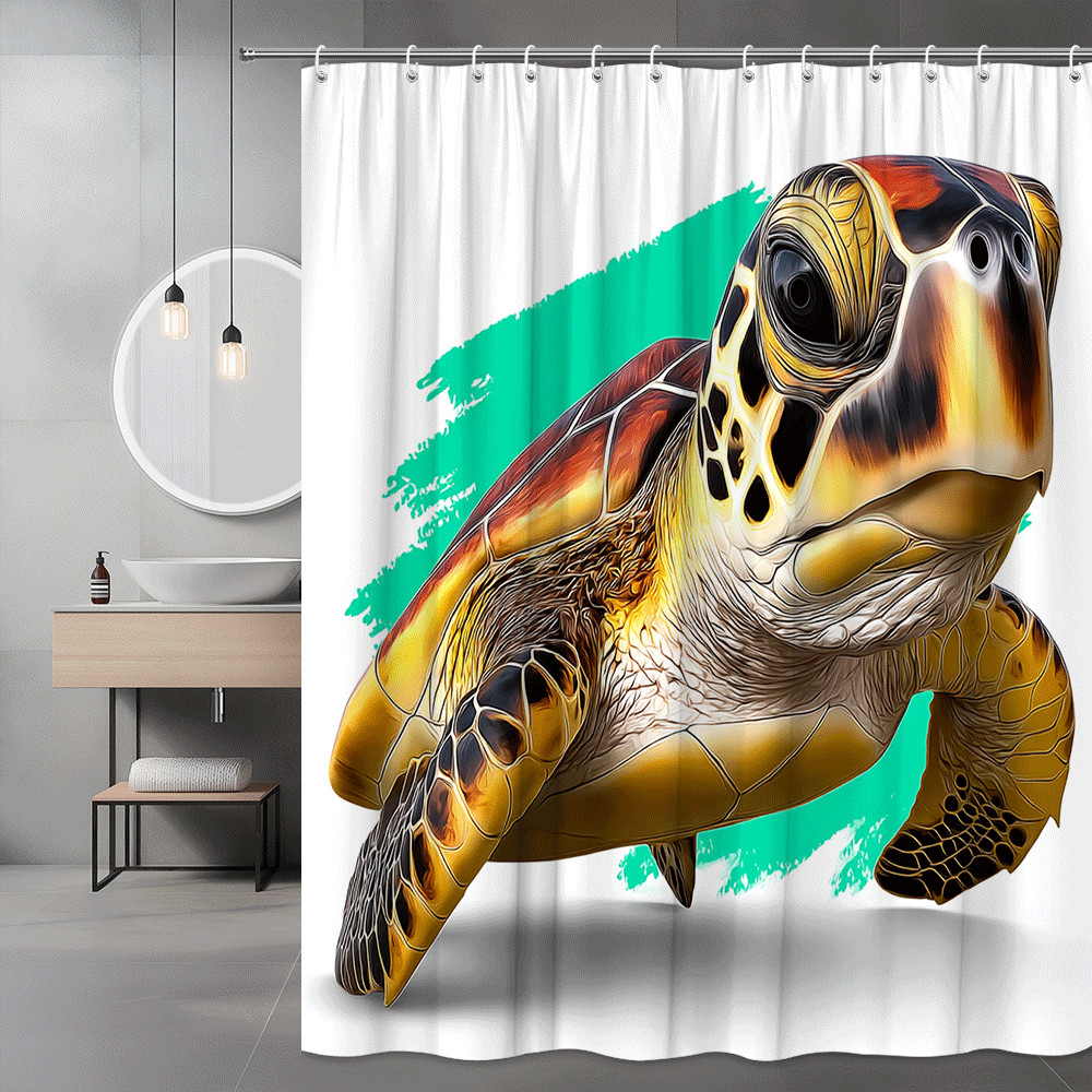 Sea Turtle Graphic Shower Curtain Ocean Animal Print