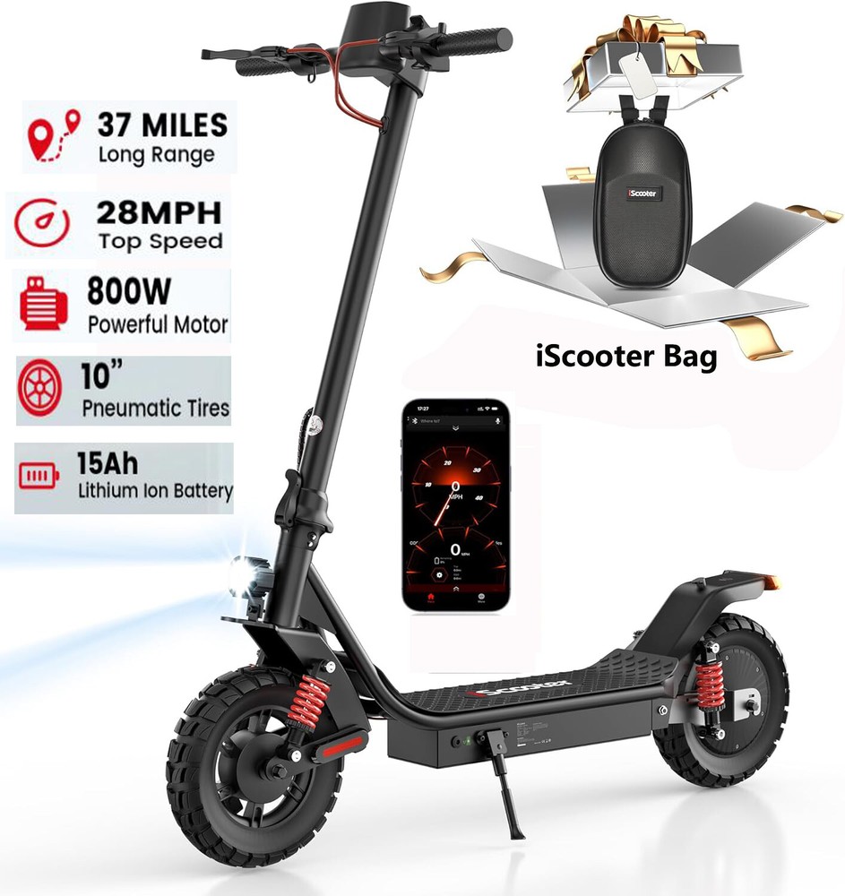 Foldable 800W Electric Scooter for Adults with 10 Off-Road Tires 40kmh Speed App Control