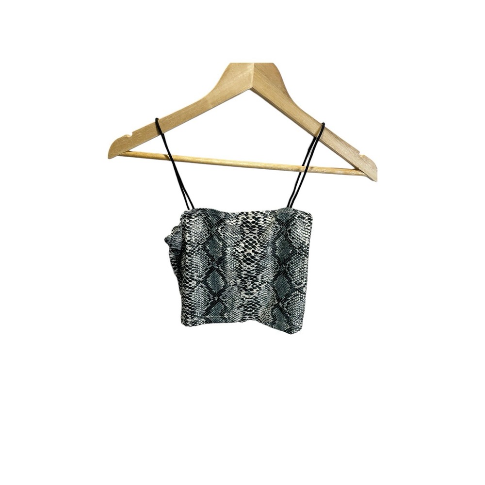 Shein XS Gray Snake Skin Print Cropped Tank Top Stretch Y2K