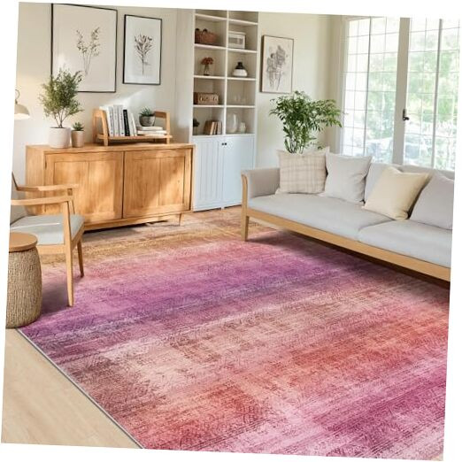 Abstract Distressed Washable 8x10 Area Rug for Bedroom or Living Room Soft Comfort-image
