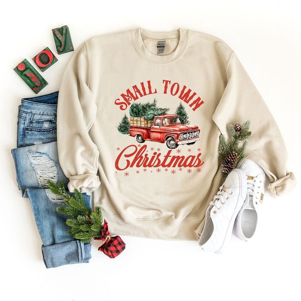 Small Town Christmas Truck Graphic Sweatshirt aFbFaIaPdq9SECq0qfQGcwsTD8mU7mBs