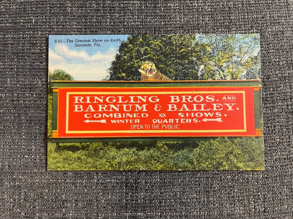Linen Postcards Sarasota, FL~Ringling Brothers Barnum & Bailey Winter Quarters