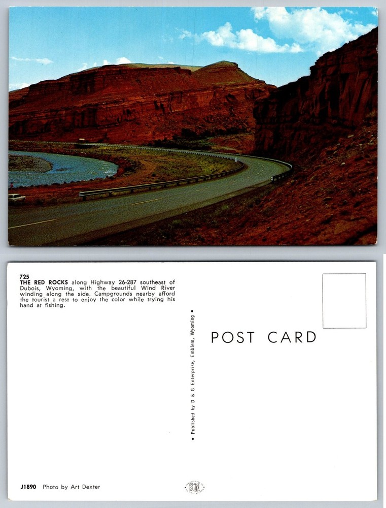 Red Rocks Wind River Dubois Wyoming Highway 26-287 Scenic View Postcard Chrome