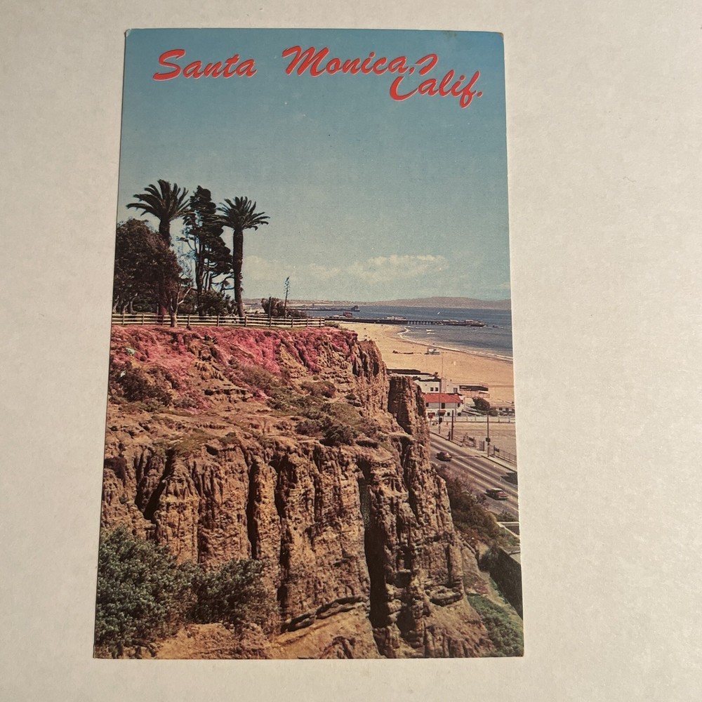 Santa Monica CA-California, Palisades, Cliffs, Beach, Vintage Postcard