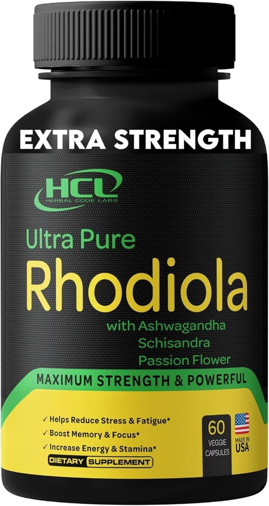 Rhodiola Rosea Supplement High Potency Extract 500mg - 3% Rosavins 1% Salidro...